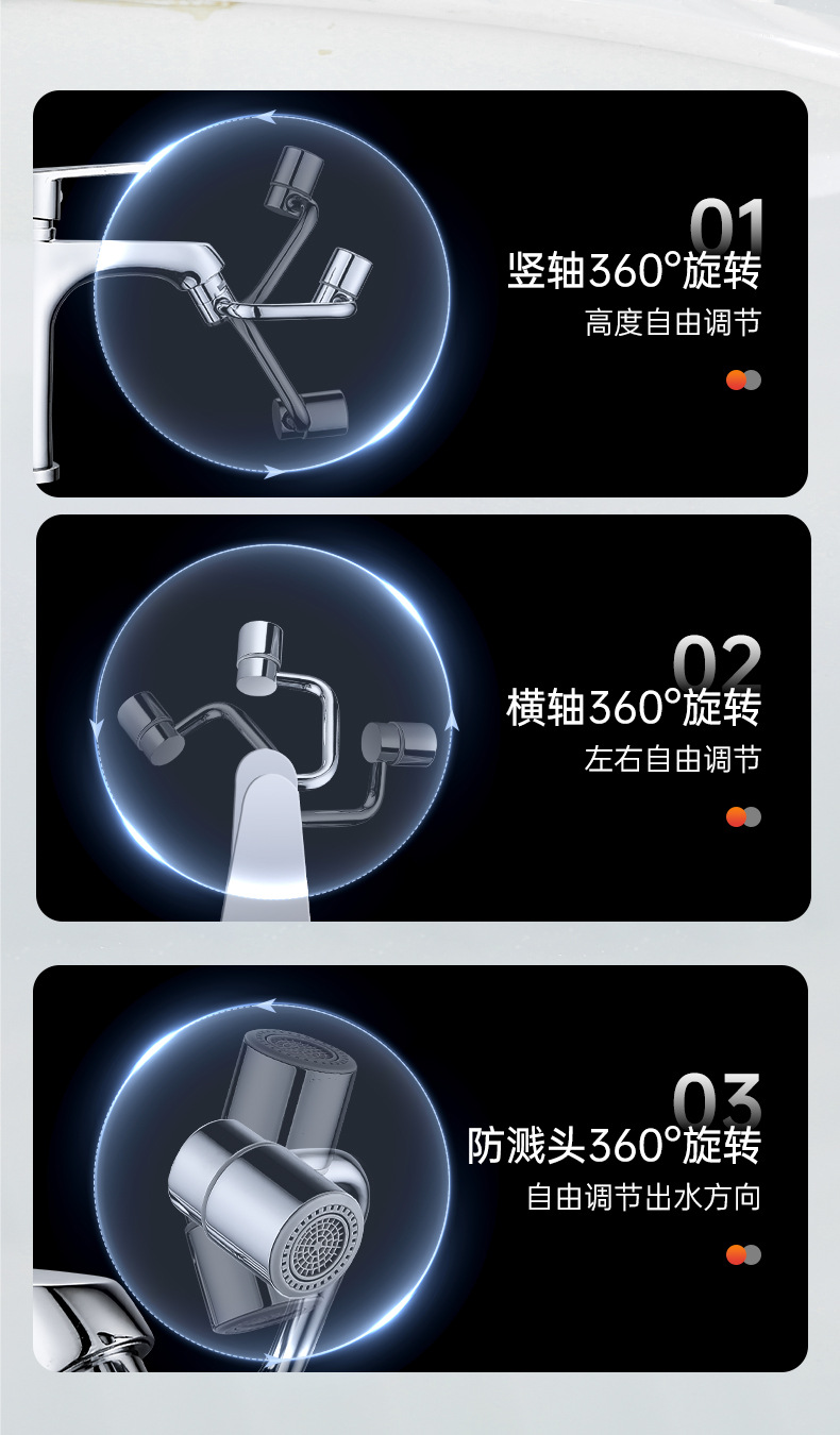 Faucet mechanical arm, universal faucet face, washbasin, multi-functional adapter, rotatable bathroom rocker arm, splash guard undefined