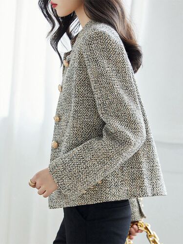 Design-oriented small Shalimar-style women's autumn women's rough wool short item 2025 autumn women's fashion versatile top