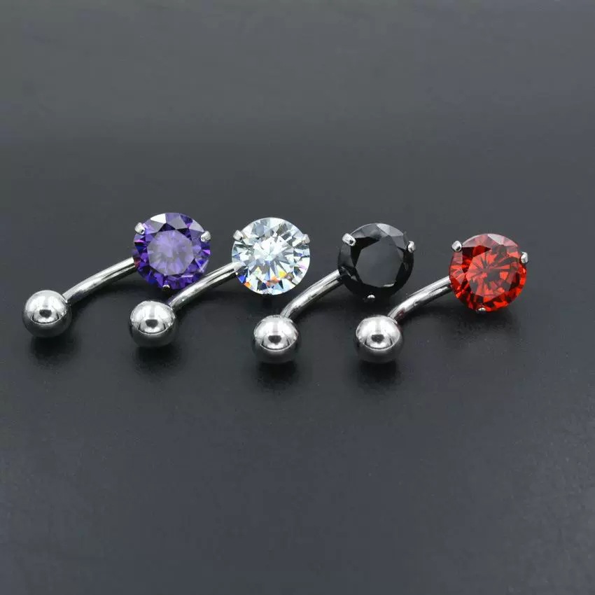 Navel Piercing Stud 8mm Round Zircon Hypoallergenic Body Jewellery_voghion.com