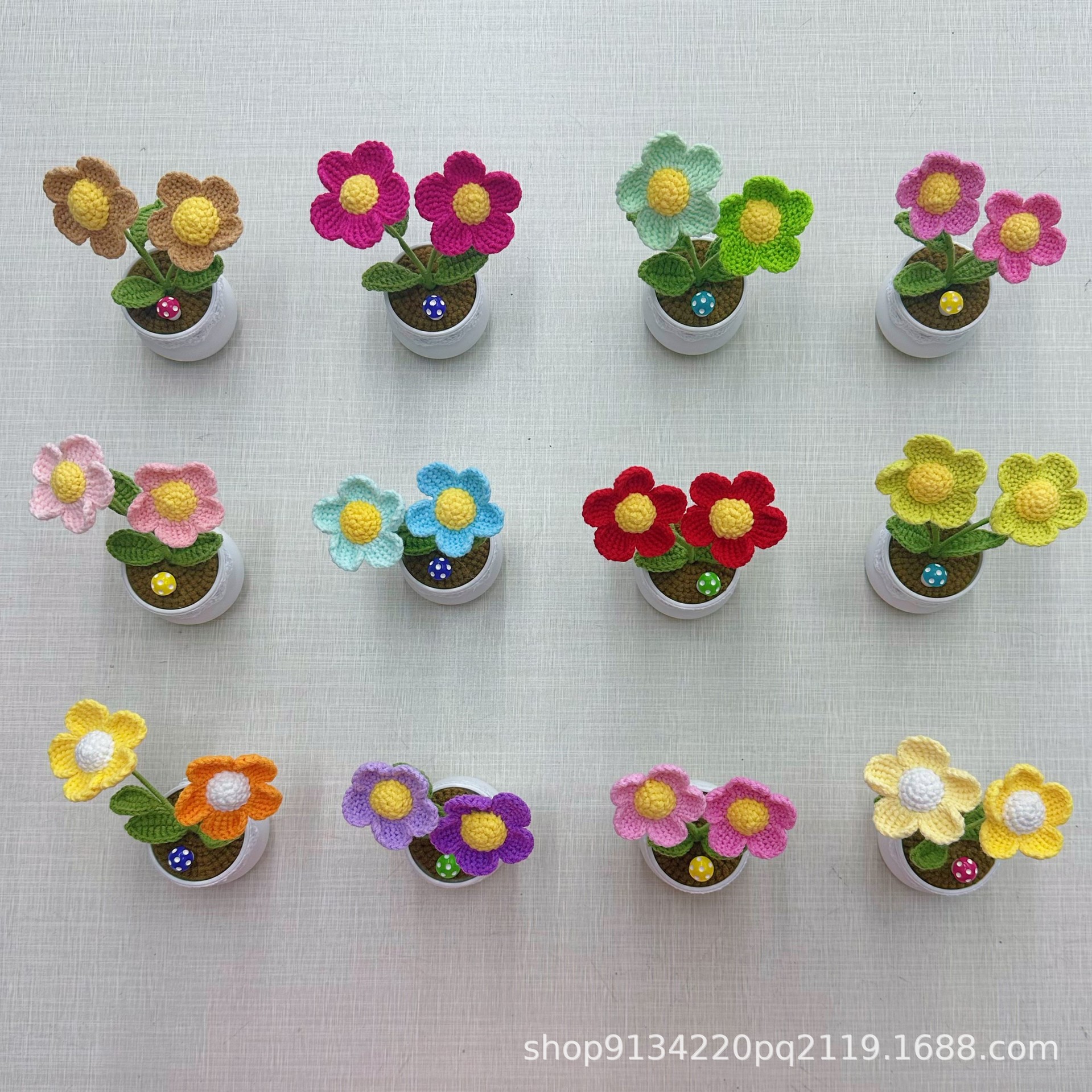 Mario Flower Finished Handmade Needle Crochet Afghan Potted Plant Home Furnishing Ornaments Wool Creative Pirate