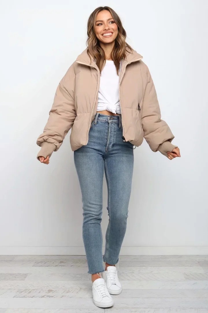 2024 Winter New Women's European Fashion Loose Slimming Warm Puffer Short Lazy Style Down Cotton Jacket_ecoleips.com