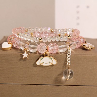 Corea del Sur fresco lindo conejo chica pulsera en línea celebridad niña flor caliente cristal pulsera chica novias pulsera