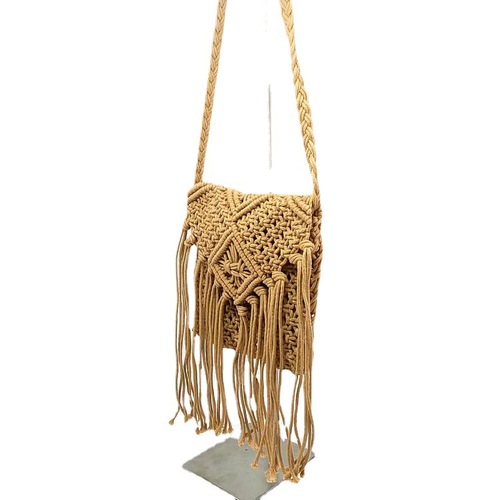  spring new style fresh and sweet luggage and leather goods striped flip bag cotton and linen tassel women's shoulder bag