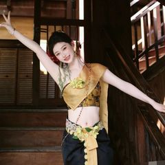 西双版納ダイ族の伝統的な服女性のスーツ新しいエスニックスタイルの写真旅行写真撮影 2025 夏