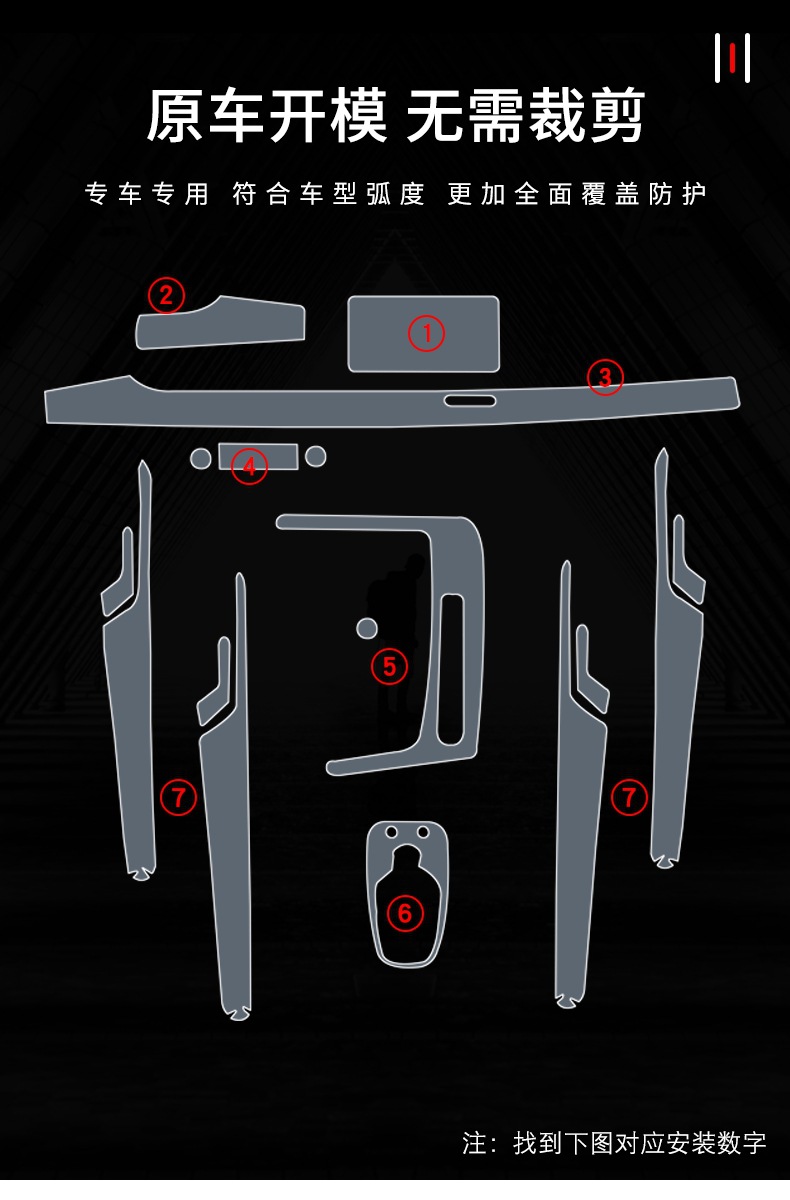 18-25 Audi Q5L Central Control Gear Interior Film Car Modification Special Paint Transparent Tpu Protective Film