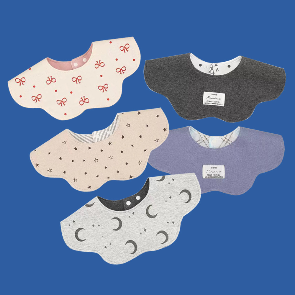 Korean Style Ins Baby Bib Newborn Saliva Towel Baby Bib Pure Cotton Double-Sided with Cross-Border Saliva Pocket