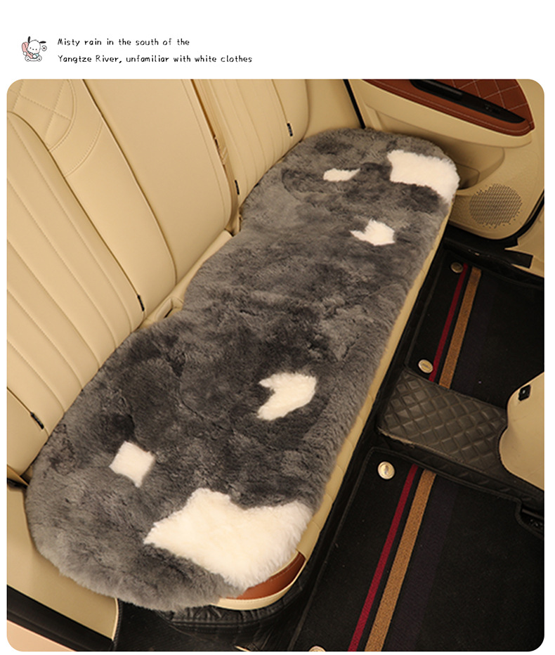 Pure wool car cushion single piece winter fur integrated three-piece car cushion warm plush seat cushion rear row strip