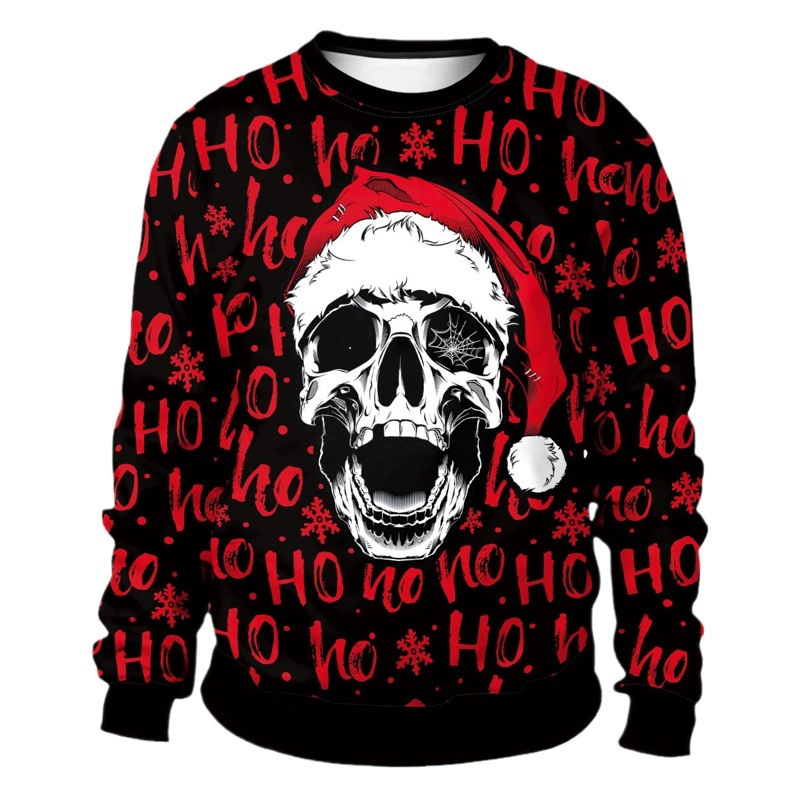 Трансграничные европейские и американские товары на Рождество и Хэллоуин для мужчин и женщин толстовки с круглым вырезом 3D цифровая печать пара нарядов производители партия