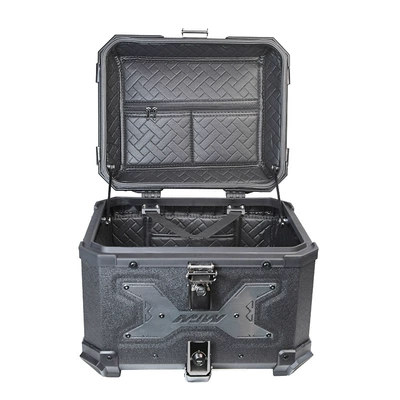 Motorcycle trunk Box with Silver Trim, Large