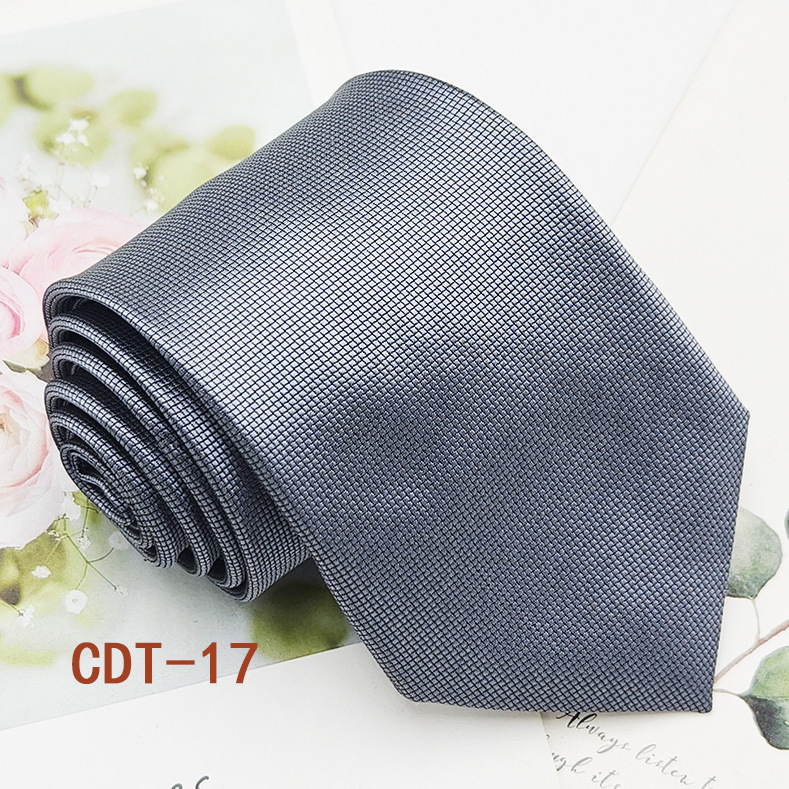 Punto al por mayor ropa formal para hombres corbata de negocios 8cm negro gris jacquard hilo de poliéster corbata a rayas estilo mano