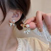 Small design earrings from pearl with bow, 2022 collection, trend of season