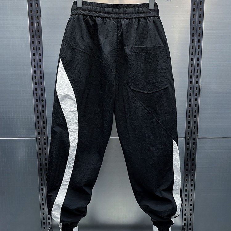 Été mince lâche décontracté hommes rayé patchwork petite jambe neuf pouces p, cool et tendance marque à lacets Haren sports_voghion.com