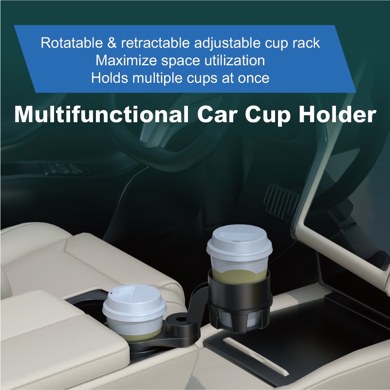 Car-mounted floating small table 360 ° Rotating multifunctional cup holder, dining plate tray, non-slip, wear-resistant, extended arm