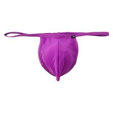 男士丁字裤高弹力冰丝面料兜JJ套凸囊袋暴露性感细绳低腰男式T裤