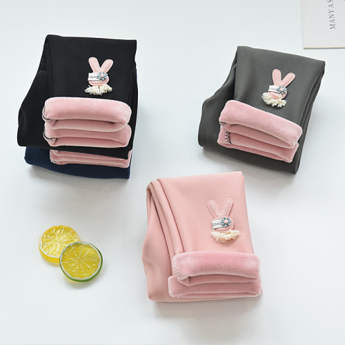 Girls' Leggings Spring and Autumn Thin Outerwear Pure Cotton Children's Pants Winter Warmth Stylish Older Children's Tight Leggings Thin Fleece