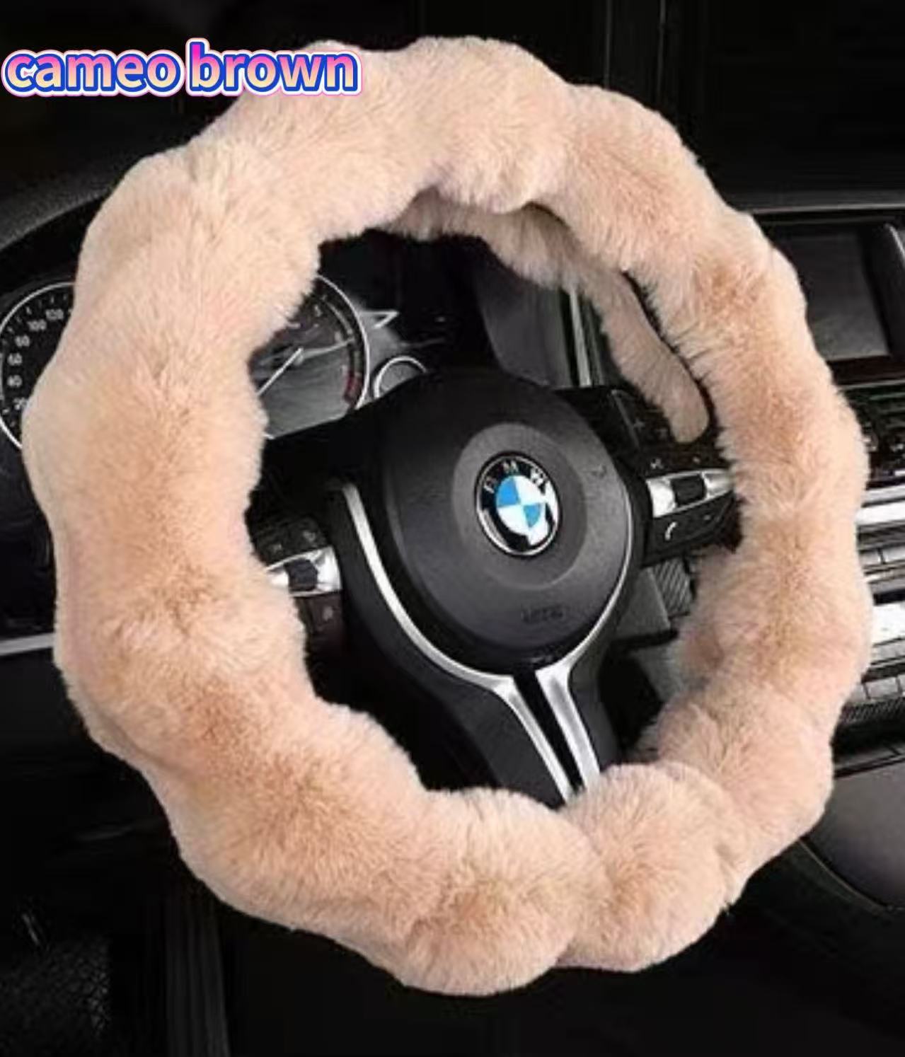Amazon Cross-Border Labeling Bubble Plush Cartoon Car Sports Steering Wheel Non-Slip Short Hair Winter Warm Handle Cover