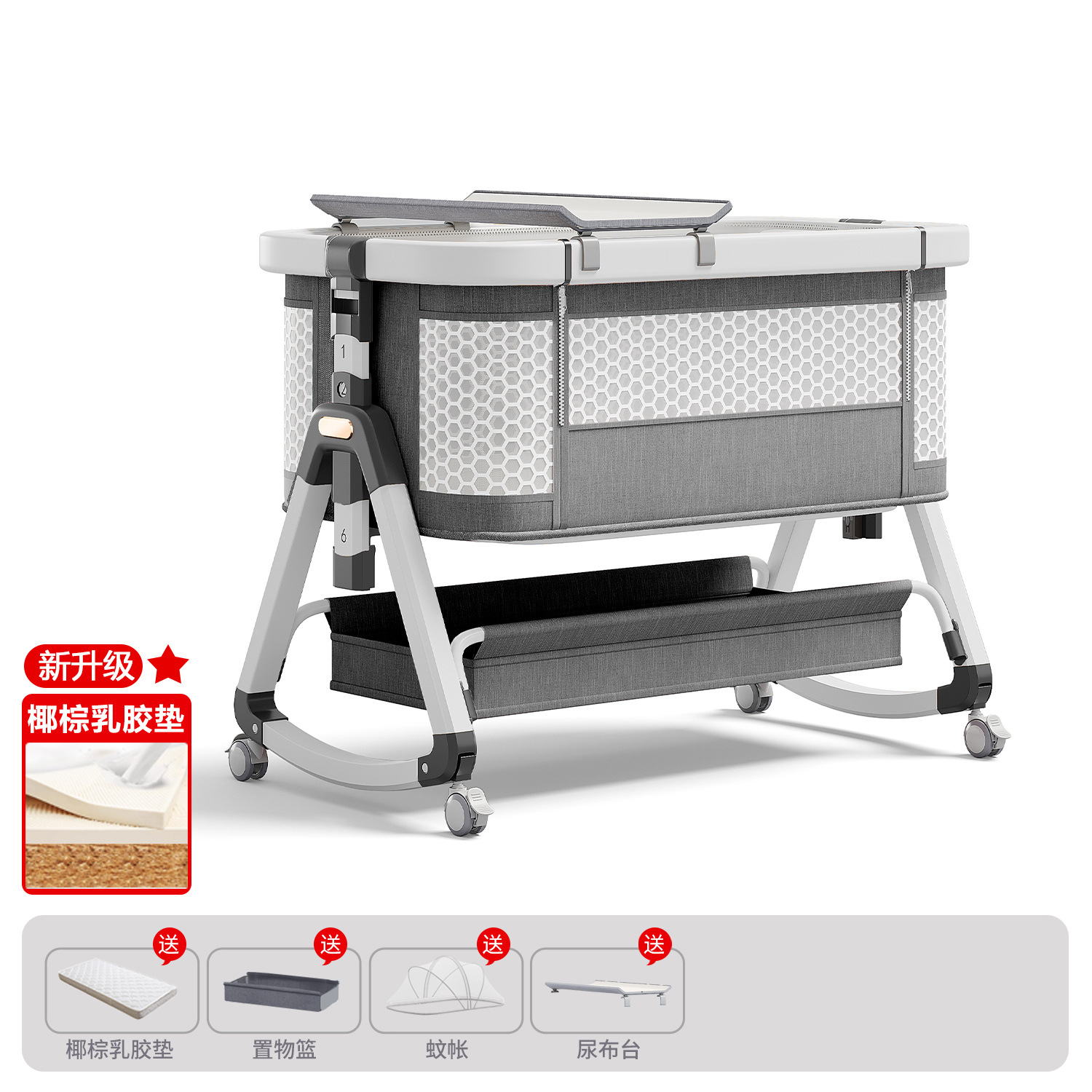 Cama de bebé móvil portátil cuna cama plegable multifuncional BB cama para recién nacidos empalme cama grande