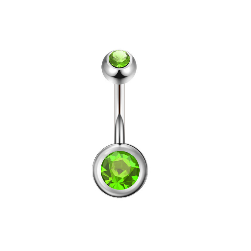 Stainless Steel Banana Bar Double-ended Rhinestone Ball Piercing, European And American Body Piercing Jewelry, Colorful_voghion.com