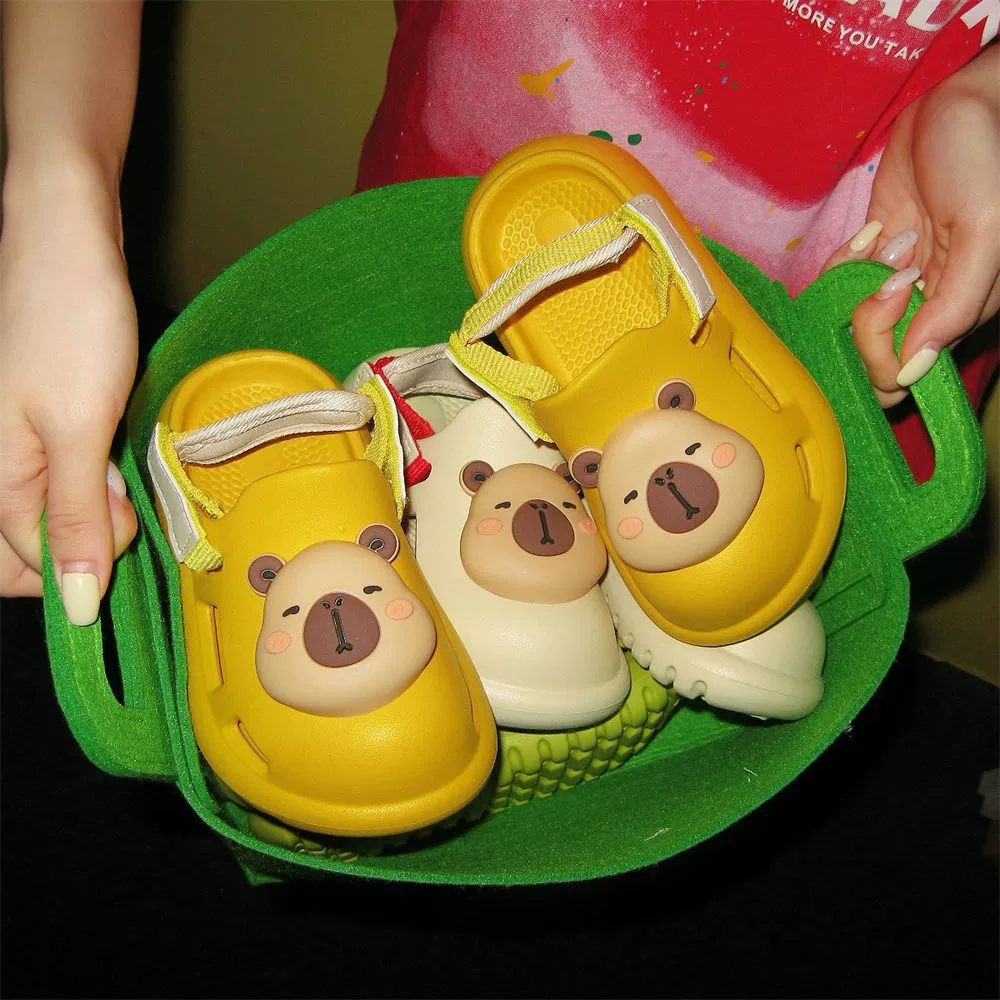 Модные летние уличные модные пляжные сабо на мягкой подошве для мальчиков и девочек, трехмерные детские сандалии Kapibara.