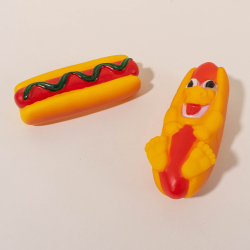 Yiwu Vinyl Toys Simulation Food System Sounding Hamburger Chicken Legs Carrot Dog Toys Set Wholesale