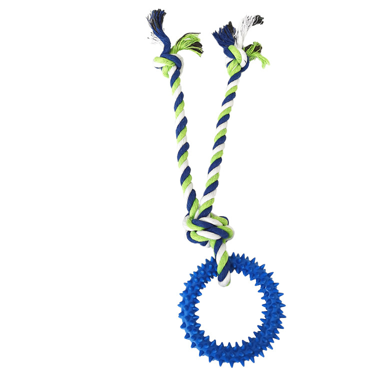 Nueva mascota perro juguete mordedura-resistente al desgaste cuerda de algodón espina anillo Diente de juguete limpieza molar fábrica de formación al por mayor