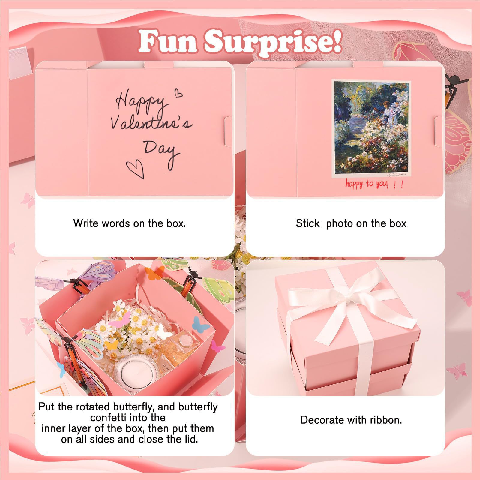 26 nueva explosión caja de regalo sorpresa caja de mariposa de vuelo fiesta de cumpleaños ceremonia de graduación de Año Nuevo decoración de caja de regalo
