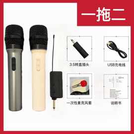 WX72万能一拖二麦无线麦克风家用K歌户外舞台手持动圈话筒带接收
