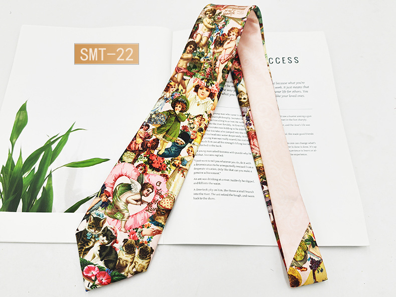 Fabricante spot impresión digital corbata de hombre estilo de Hong Kong moda retro casual animal divertido hecho a mano estilo 8cm