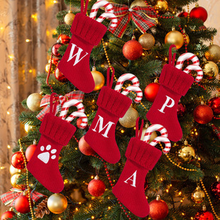 Cross-border Christmas small size Letter Christmas Stocking Cute Footprints Knife and Fork Set Creative Christmas Tree Pendant Candy Bag