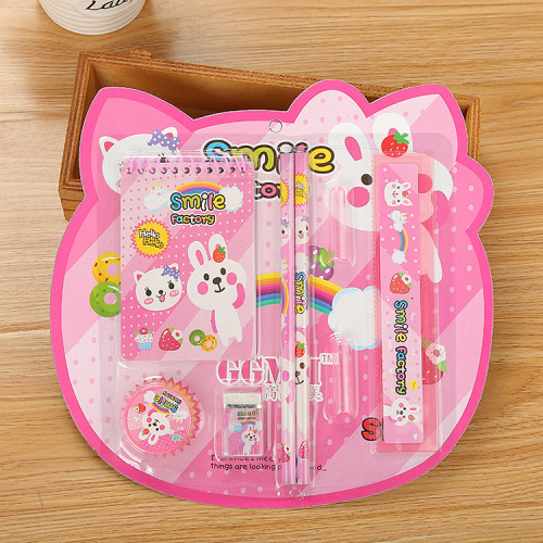 Creative student stationery eight-piece children's gift eight-in-one stationery set cute cartoon learning prizes wholesale