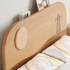 全實木櫸木卡通兒童床木蠟油環保1.2米1.35米小戶型兒童房單人床