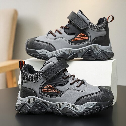 Autumn and winter children's sports shoes, boys 'warm and non-slip, medium and large children's shoes, outdoor hiking shoes