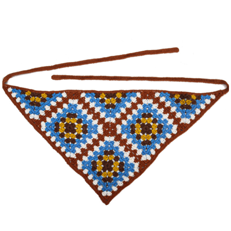 Francia cereza toallas triangulares mujeres primavera y otoño viajes padres-hijos gancho de punto flores hueco pañuelo de arte correa de pelo gorro