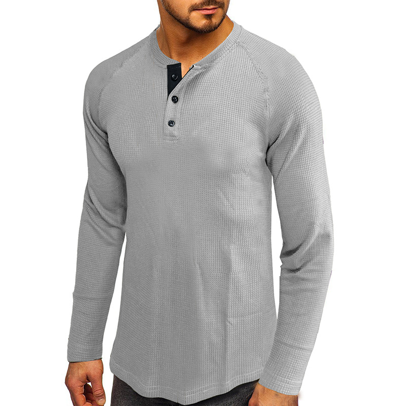 Men's T-shirt Long Sleeve Loose Fit Plain Basic Autumn Winter_voghion.com