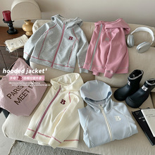 【现货】童装女童人手一件弹力运动卫衣外套儿童户外轻量连帽开衫