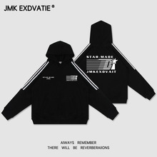JMK EXDVATIE美式潮牌高街字母发泡印花街头宽松男女休闲连帽衫