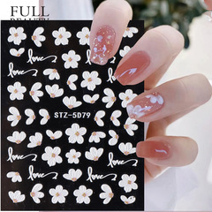 Cross-border new beauty nail sticker, Instagram embossed 5D stereoscopic camellia tulip bellflower nail sticker wholesale