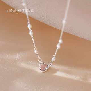 雍雅S925纯银天然淡水珍珠爱心项链轻奢百搭锁骨链小众高级感颈链