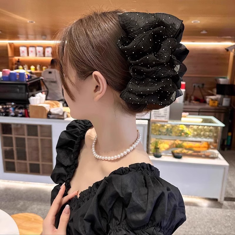 De alto grado de nube pluma arco horquilla Internet Celebrity todo partido tiburón clip de hadas mullido agarre grande malla accesorios para el cabello