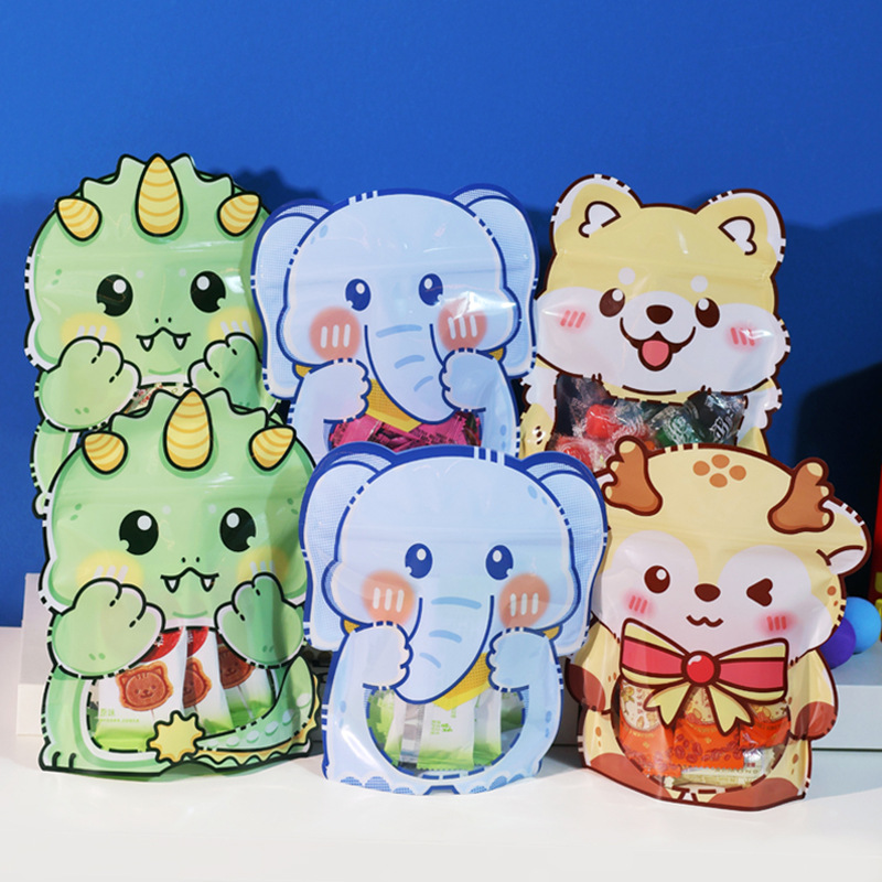 创意可爱卡通零食异型自封袋食品饼干糖果坚果自立密封礼品包装袋