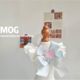 MOG Pearl Bow Pet Cream Bib Bow Tie Adjustment Cat Small Dog Photo