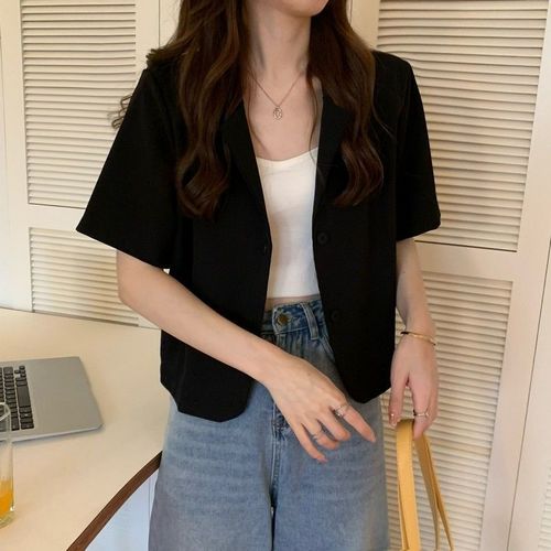 Stylish Short Women's Spring Summer Korean Version 2025 Thin Sweet Cool Spice Short Sleeve Suit Jacket