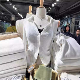 BM风白色网孔翻领螺纹长袖t恤女 bm辣妹POLO领修身打底上衣开衫潮