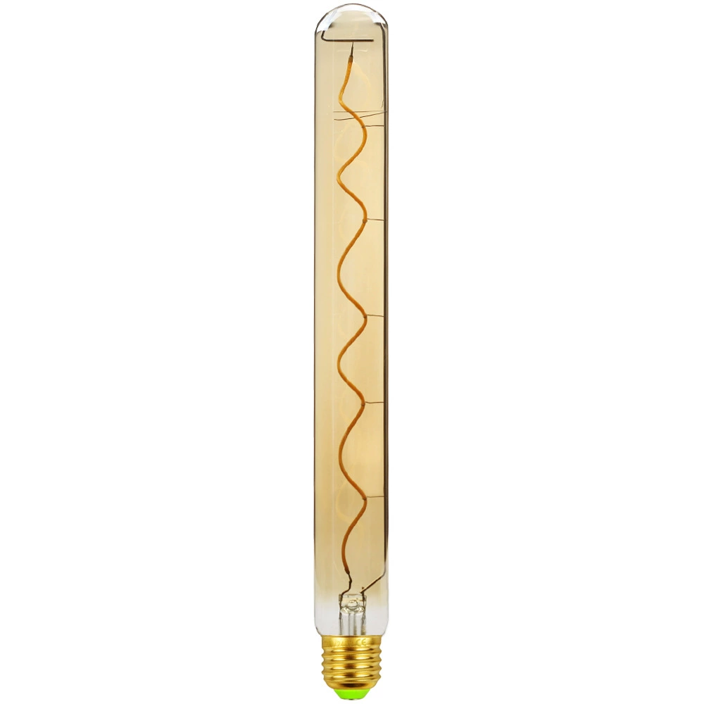 Soft filament T32*300 gold transparent single spiral dimmable E27 screw port personalized decoration home LED bulb