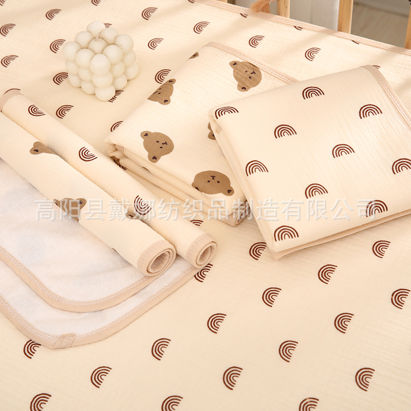 Baby Diaper Pad Crepe Waterproof Breathable Kidsren's Baby Cotton Gauze Kindergarten Bed Sheetss Aunt Care Pad Washable