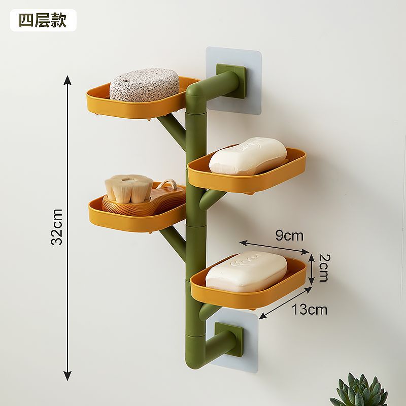 Caja de jabón colgada en la pared para inodoro giratorio drenaje de agua sin perforación de perforación de jabon multicapa colgada en la pared