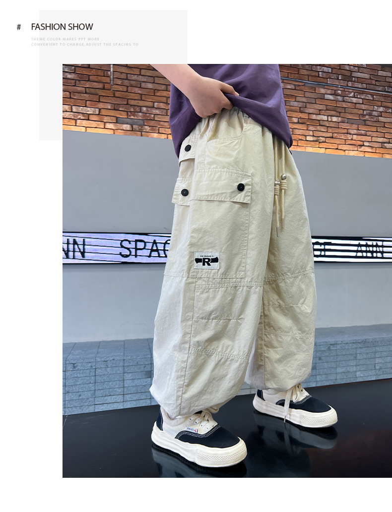 Pi Shuai Pojkar Tunna 2024 Nya Myggsäkra Mellanstorlekar Stora Barn Sommararbetsbyxor Trendiga_voghion.com