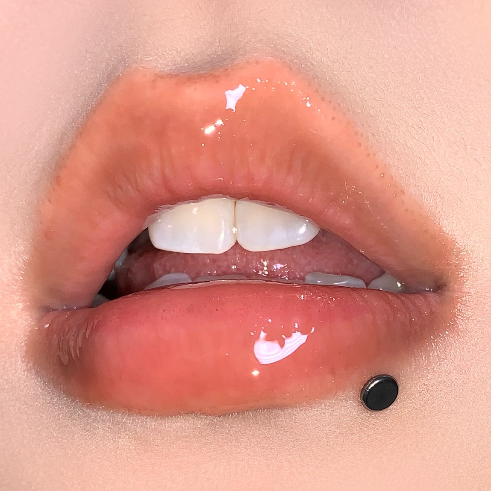 Labret stud lip piercing jewelry styling detail