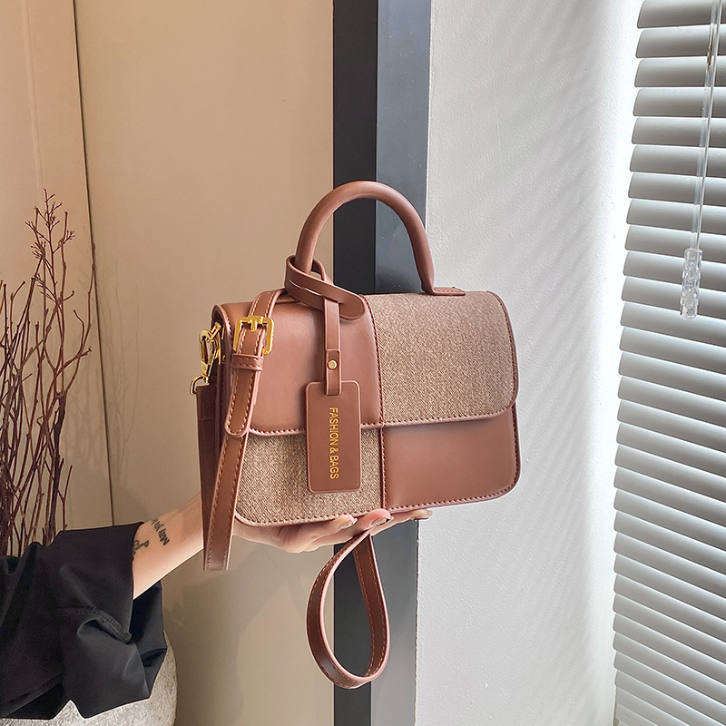 Maillard Splicing Handbag for Women 2024 New Style, with Unique Texture and a Stylish Crossbody Bag Design_voghion.com