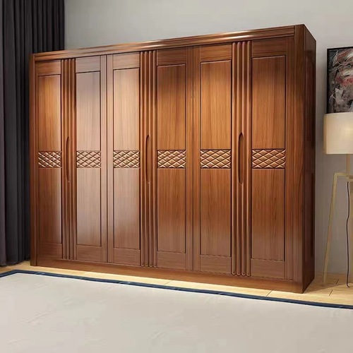 新中式实木衣柜组合简约三四五六门衣橱经济型木质卧室收纳家具